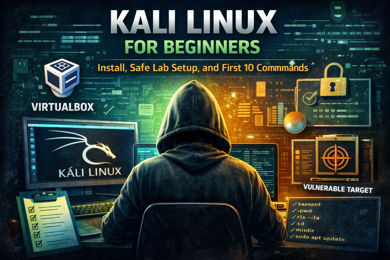 Kali Linux for Beginners (2026): Install, Safe Lab Setup, and First 10 Commands