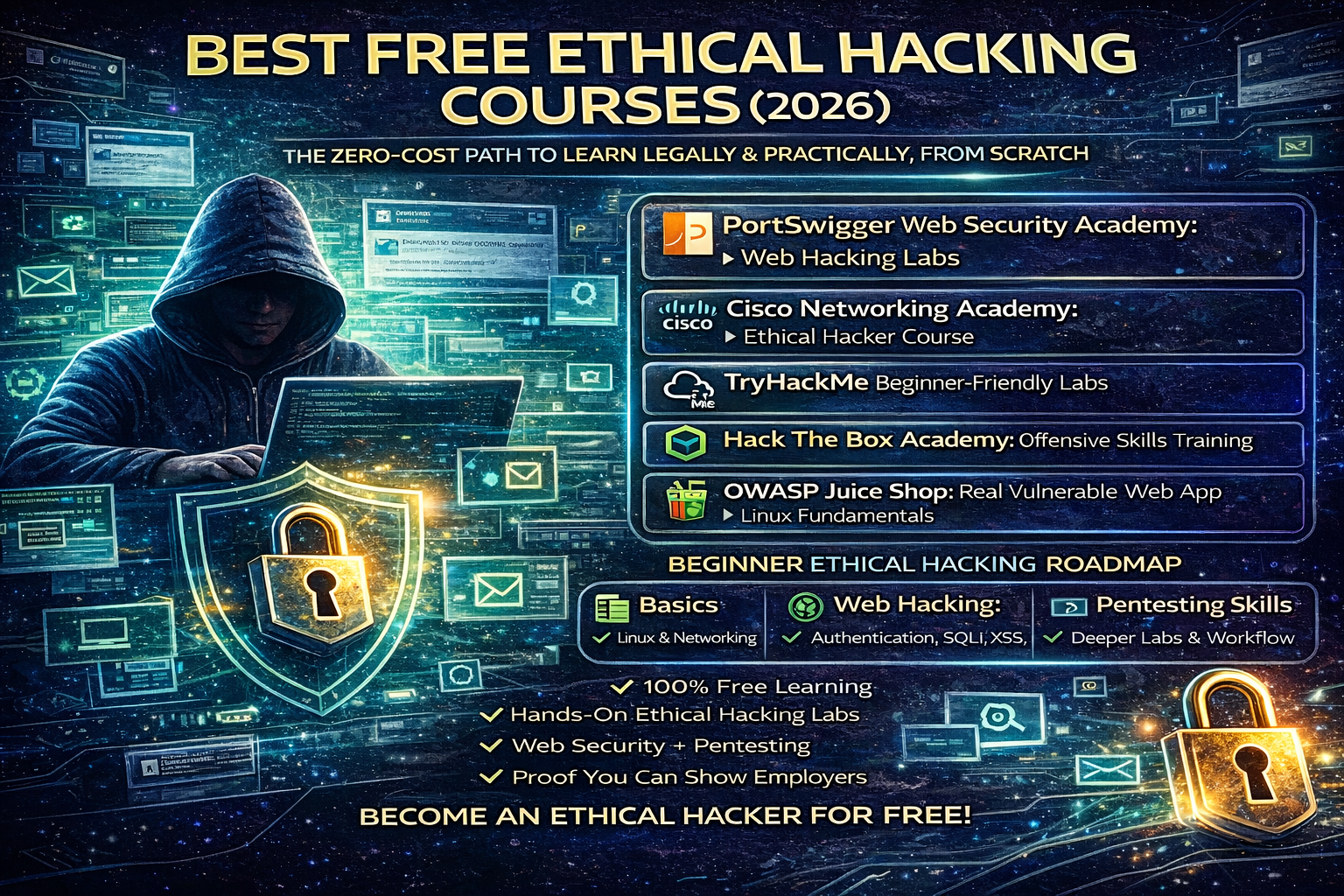 Best Free Ethical Hacking Courses (2026): The Only List You Need to Learn Legally, Practically, and Fast