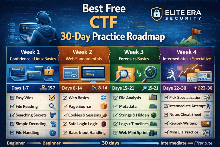 Best Free CTF Practice Roadmap (30 Days) 2026: Beginner to Intermediate (Daily Plan)