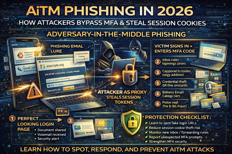 AiTM Phishing in 2026: How Attackers Bypass MFA, Steal Session Cookies, and Take Over Your Accounts