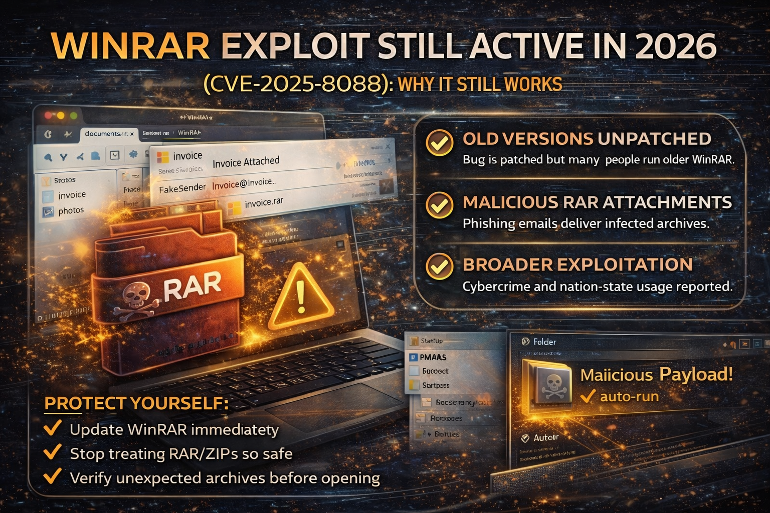 WinRAR Exploit Still Hitting People in 2026: Why a “Patched” Bug (CVE-2025-8088) Keeps Getting Used and How to Stay Safe