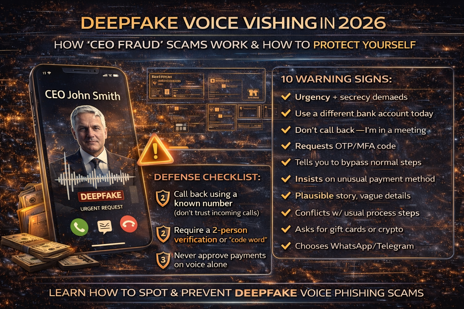Deepfake Voice Vishing in 2026: How “CEO Fraud” Calls Work, Real Warning Signs, and a Defense Checklist