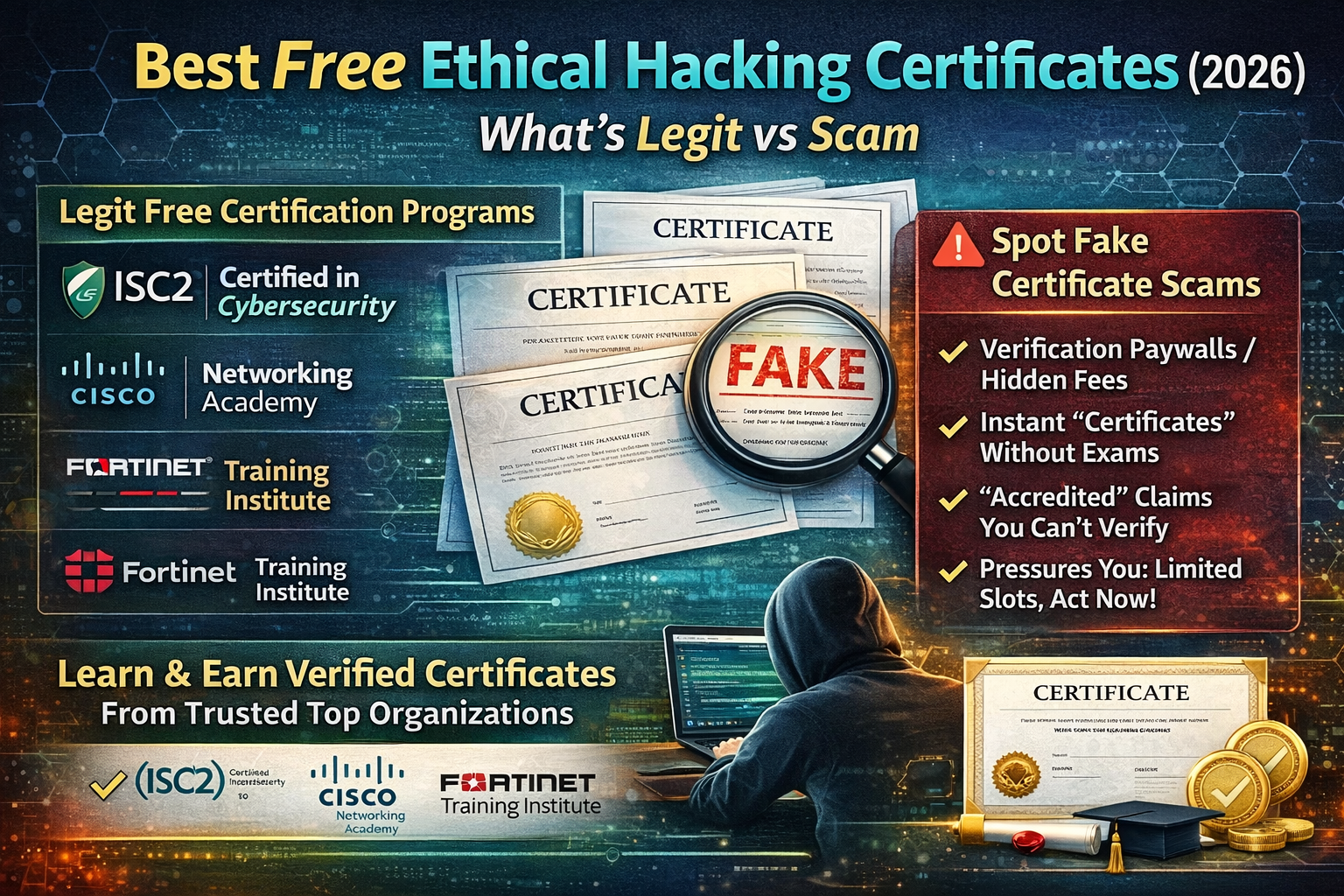 Best Free Ethical Hacking Certificates 2026: What’s Legit vs Scam